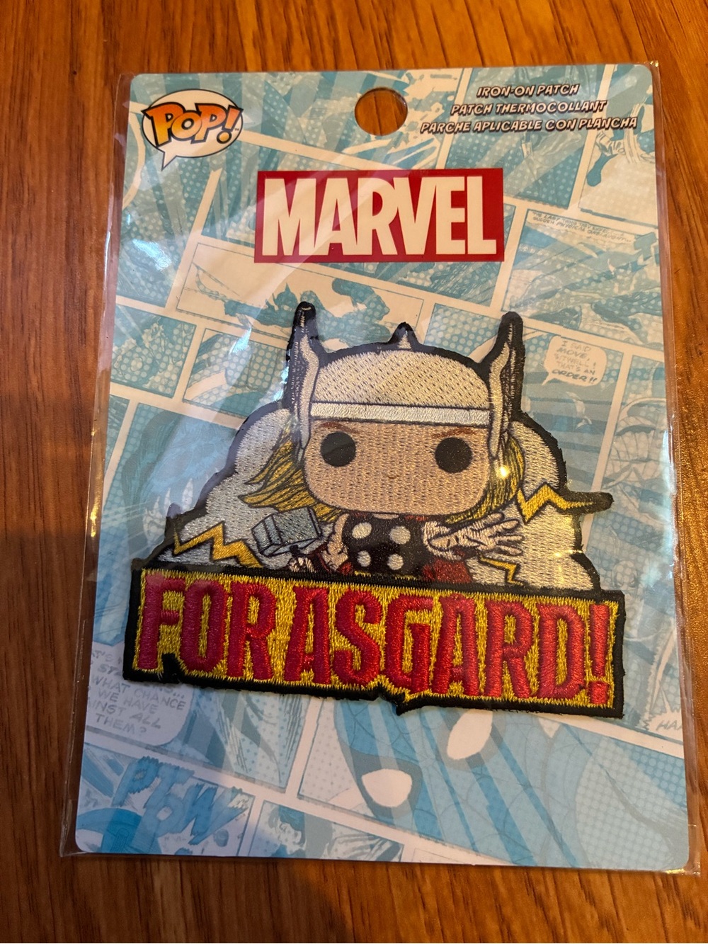 New Marvel Kids Thor Iron-On Patch - Red & Gold